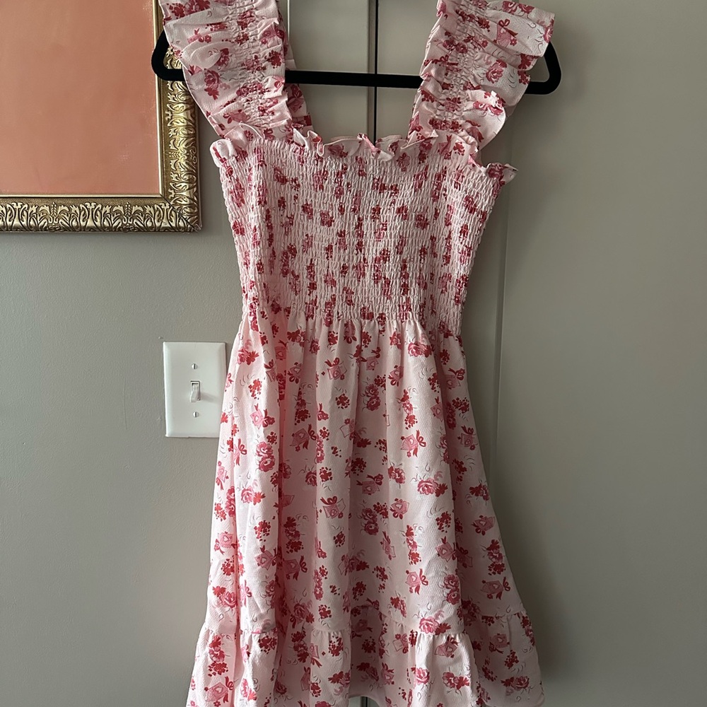 Hill House Pink Floral Ruffle Dress